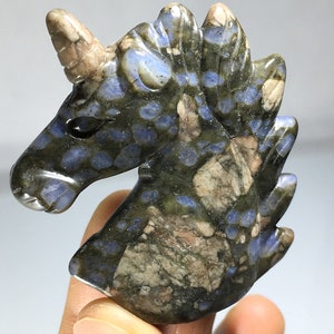 2" Natural Hand-Carved Rhyolite Unicorn，crystal unicorn，Quartz Crystal，crystal skull healing