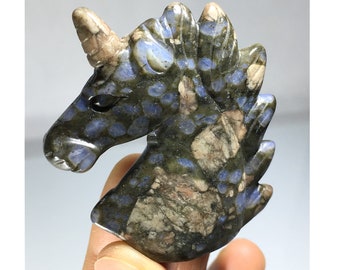 2&quot; Natural Hand-Carved Rhyolite Unicorn，crystal unicorn，Quartz Crystal，crystal skull healing