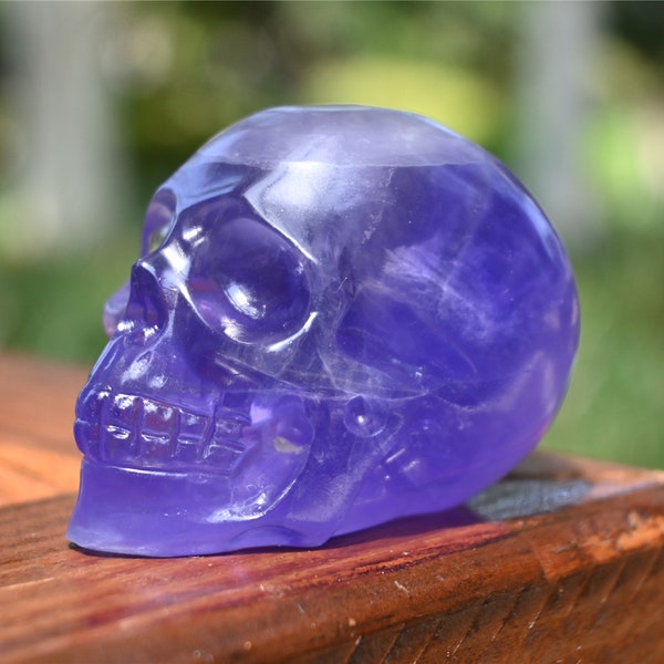 2.5'' Natural Hand Carved Purple fluorite skull，Fluorite carved，Crystal carved skull，Quartz Crystal，crystal skull healing stone 1PC