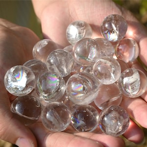 20mm+ Natural Hand Polished Clear quartz Rainbow Sphere，Divination，Quartz Crystal，Polishing Clear quartz ball，Crystal Healing ball Gift