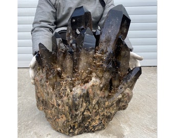 157LB 巨大原石スモーキークォーツクリスタルクラスターポイント