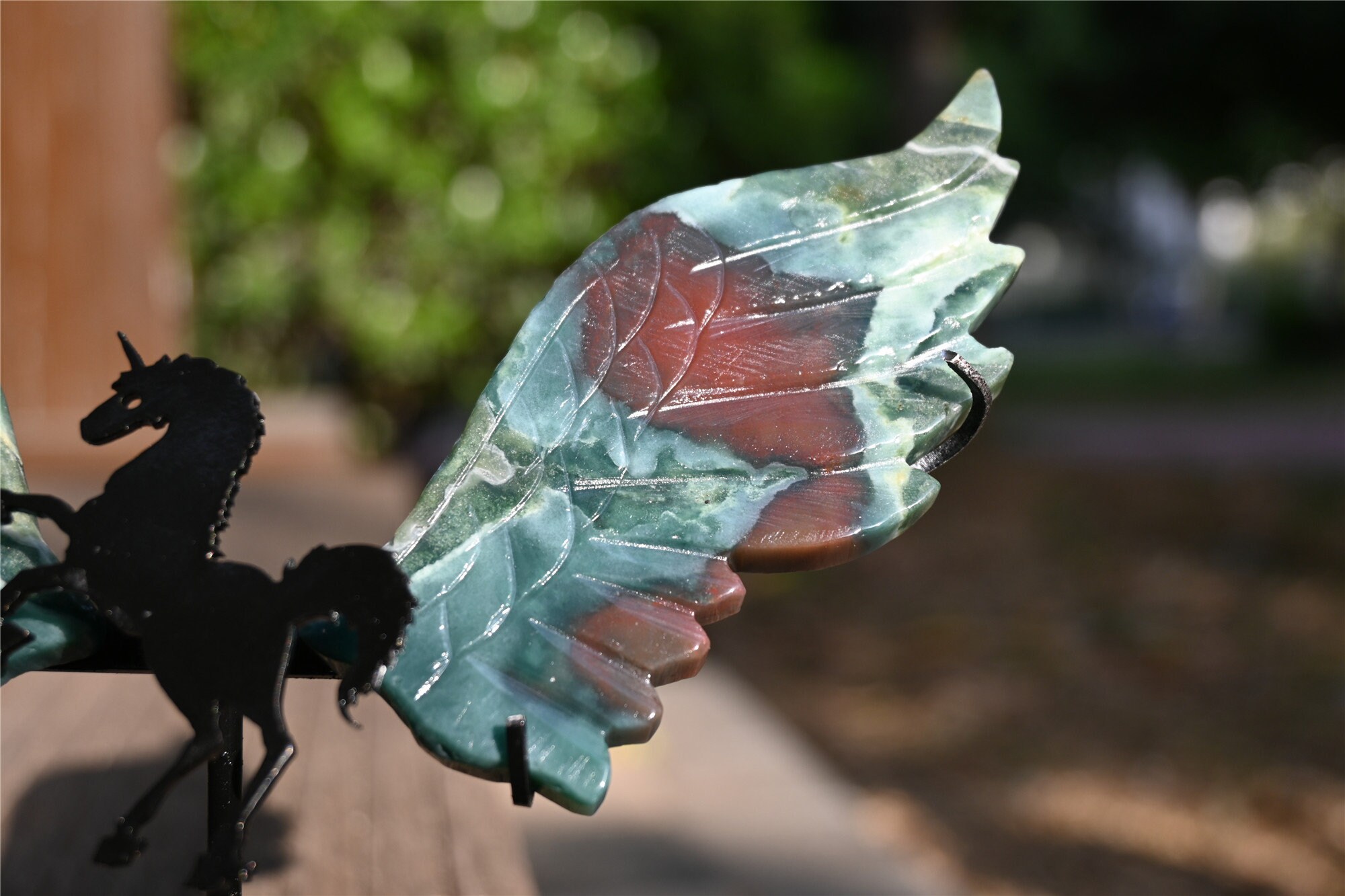 0.39LB Ocean Jasper Wing，quartz Crystal，pegasus Skull