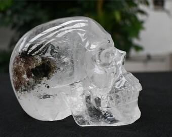 彫刻されたクリアクォーツガーデンクォーツスカル：ホーム