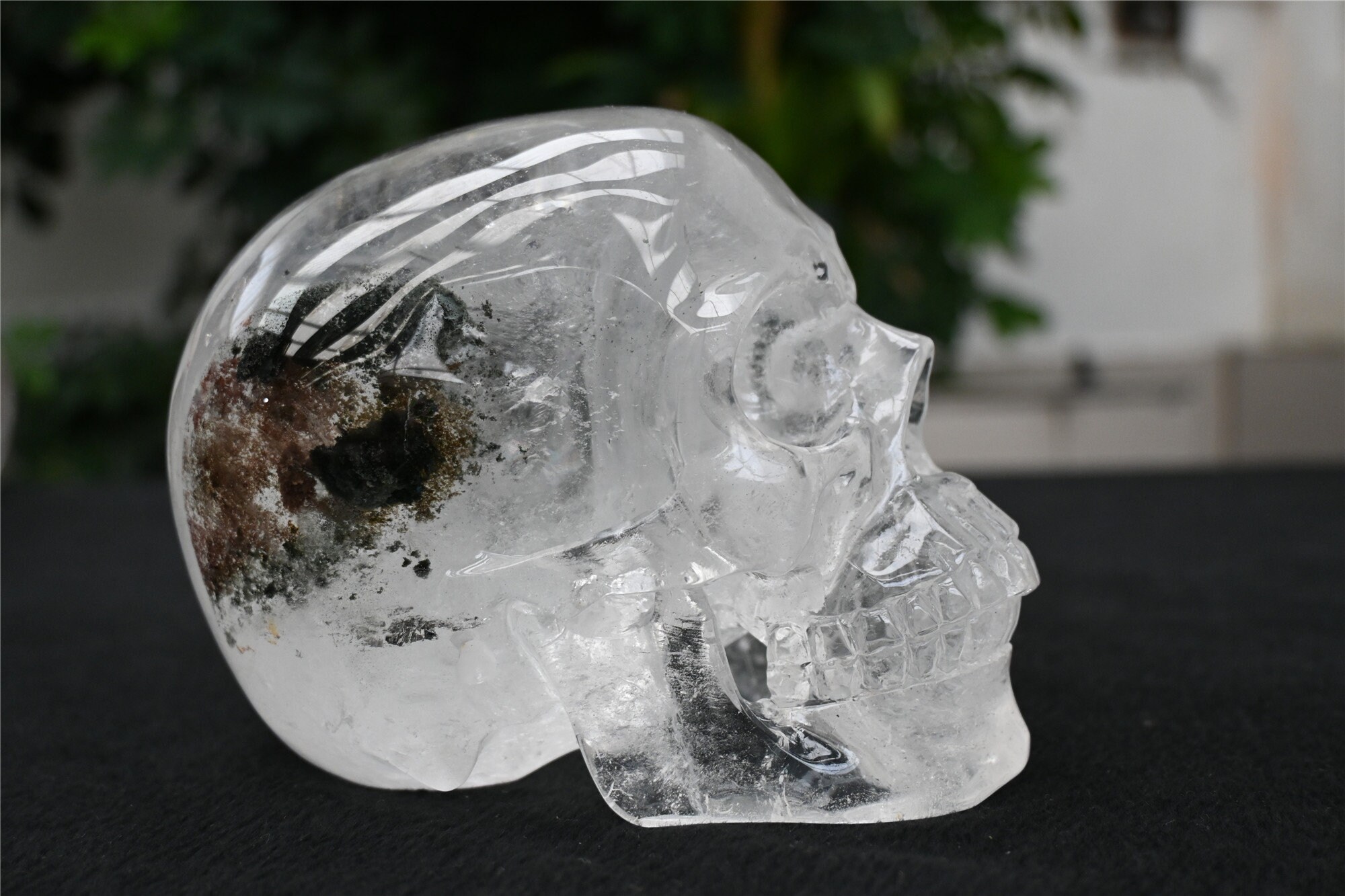 彫刻されたクリアクォーツガーデンクォーツスカル：ホーム