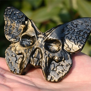 3&#39;&#39; Natural Hand carved Gold Obsidian Butterfly skull，Crystal Butterfly，Quartz Crystal，Crystal gift，Crystal ornament，Crystal Healing