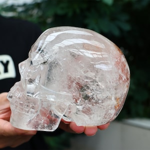4.86LB Carved Hollow out Clear quartz Skull，Quartz crystal，Ornament，home Decor，decoration，Crystal Gift，Crystal skull，healing stone SL-331