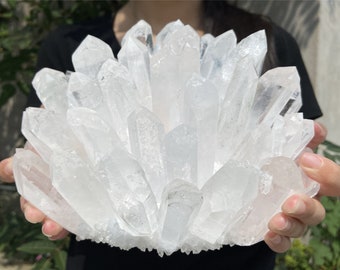 5KG+ Crystal cluster，Clear Cluster Crystal，Quartz Point VUG，Mineral Specimen Healing Degaussing Decor Collection，Crystal decoration C2