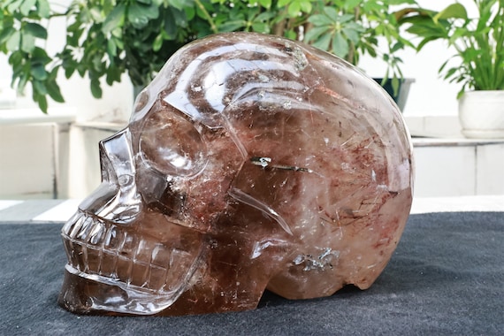 12.32LB ハンドメイド彫刻スモーキークォーツクリスタルスカル