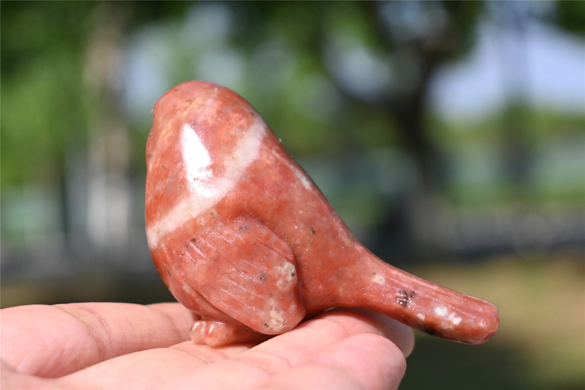 2.6インチ 天然彫刻ゴマ石鳥、クリスタルバード、翡翠鳥、翡翠彫刻鳥