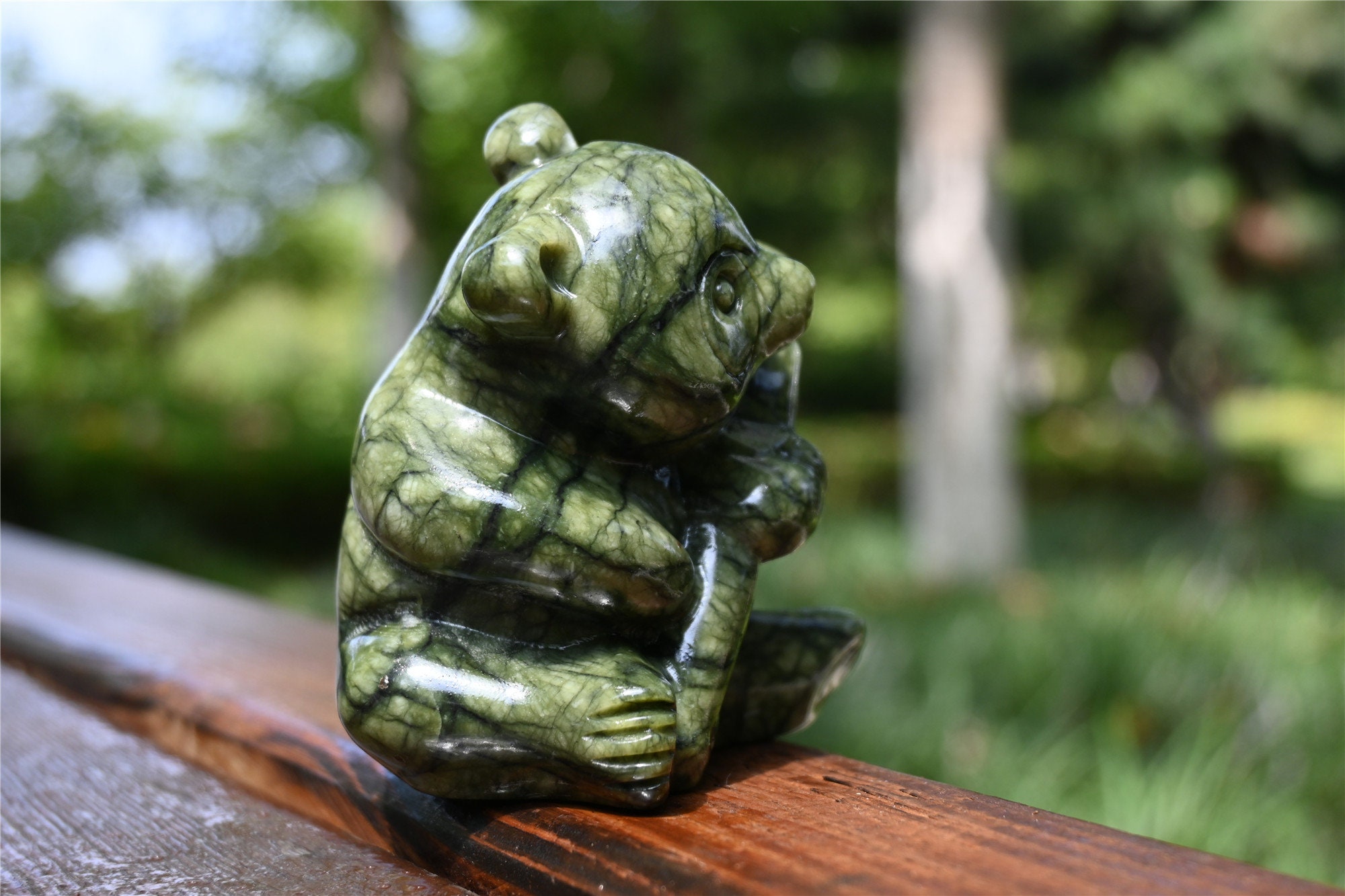 3'' Natural Jade Carved Panda Statue,crystal Carved，quartz