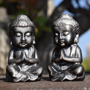 Carved Silver Obsidian Buddha Statue: Crystal Healing Gift