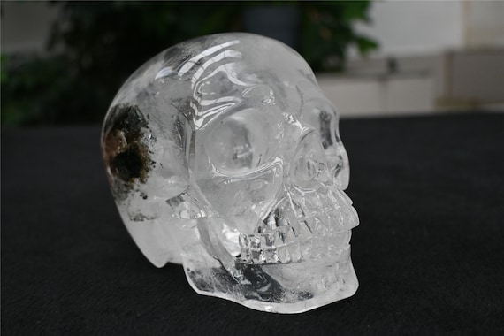 彫刻されたクリアクォーツガーデンクォーツスカル：ホーム