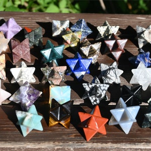 Hand Carved Crystal Merkaba Star: Natural Quartz Ornament (1&#39;&#39;)