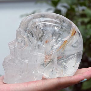 3.12LB Natural Clear quartz Skull，Quartz Crystal skull carved，Crystal gift，Crystal skull，Crystal healing  SL613
