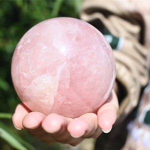 60-70MM Natural Rose quartz SphereQuartz Crystal BallPolishing Rose quartz ball by handCrystal Healing Divination ball Gift 1PC image 3
