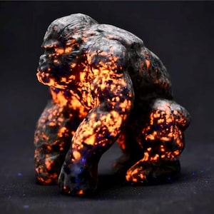 2.6&#39;&#39; Hand carved Natural Yooperlite Gorilla，quartz crystal，Crystal King Kong，Halloween gift，Crystal decor，Crystal ornament，Crystal healing