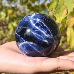 1PC Natural Sodalite ball，Crystal sphere，Quartz Crystal Ball，Crystal decor，Sodalite ball by hand，Crystal Healing crystal ball Gift