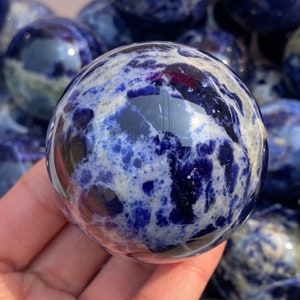 1PC 50mm Natural Sodalite ballCrystal sphereQuartz Crystal BallCrystal decorSodalite ball by handCrystal Healing crystal ball Gift image 6