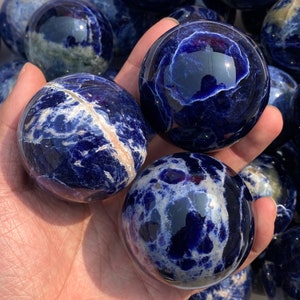 1PC 50mm Natural Sodalite ballCrystal sphereQuartz Crystal BallCrystal decorSodalite ball by handCrystal Healing crystal ball Gift image 5