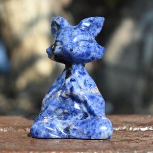 2.2&#39;&#39; Natural Sodalite Fox，Crystal fox, Quartz crystal，Animal skull，crystal carved，crystal skull，Halloween gift，healing stone 1PC