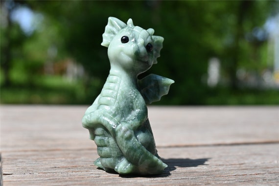 3.2'' 天然ドゥシャン翡翠ドラゴン、クリスタルドラゴン、ドラゴン