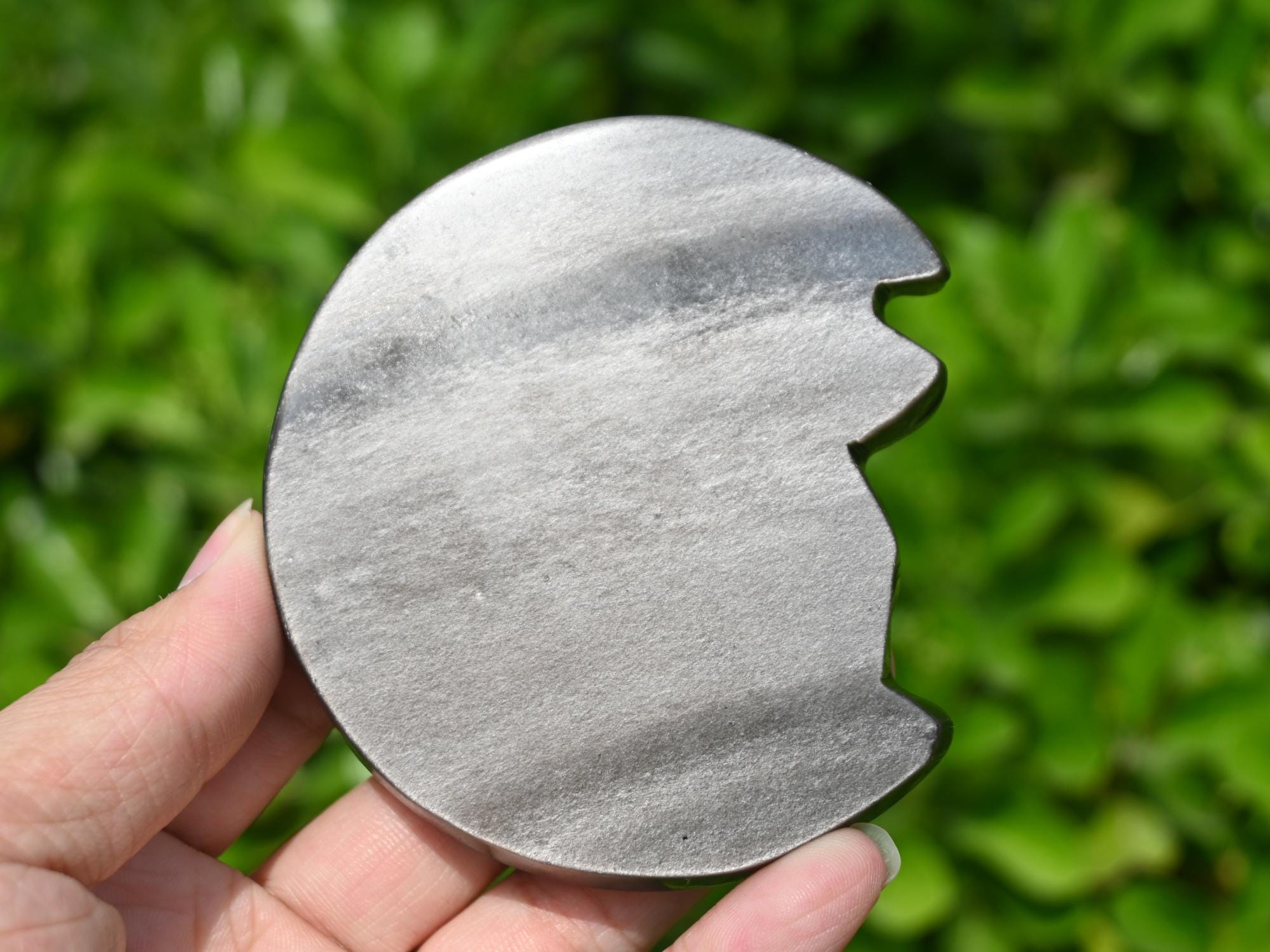 3インチ天然彫刻シルバーオブシディアン九尾狐、水晶、水晶スカル