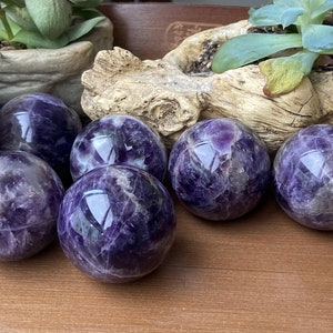 40mm+ Natural Dream amethyst Sphere，Crystal sphere，Quartz Crystal Ball，Labradorite ball by hand，Crystal Healing Divination ball Gift+Base