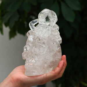 3.65LB Natural Clear Quartz octopus Skull，Rutile skull，Crystal ornament，Crystal gift，Crystal skull，Crystal healing SL-527