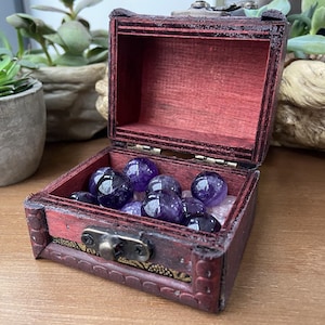 10PC Natural Dream purple ball Box，Crystal ball，Christmas gift，Halloween gift，crystal sphere Gift Set，Wooden box gift，crystal healing