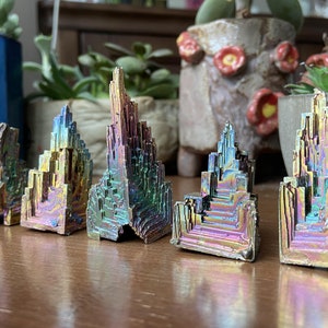Rainbow Bismuth Crystal Specimen: Metal Mineral Display