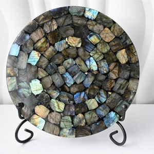 Flashy Labradorite Disc: Crystal Charging Plate, Home Decor (16cm+)