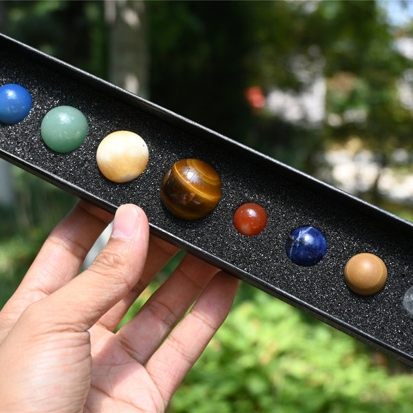 9'' Natural Star Crystal Box Stones Gift，Planets gift，Crystal Ball，Halloween gift，Chakra ball，Crystal Planet gift box，Crystal healing 1pc