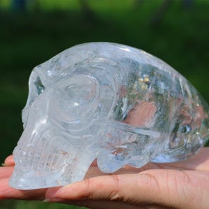 1.08kg Natural Clear quartz ghost Alien skull，Quartz skull，Crystal Carved skull，Skull ornament，Crystal gift，Crystal healing WK786