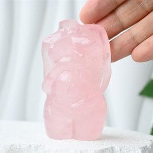 3.1&#39;&#39; Natural Hand carved Rose quartz Beauty，Crystal pregnant woman，Crystal goddess，Yoga Goddess，Quartz Crystal，Crystal Healing 1PC