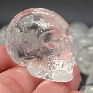 2PC Hand Carved Clear Quartz Crystal Skull Pendant