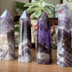 3''+ Natural Hand carved Elixir Dream amethyst obelisk, Quartz Crystal，Halloween gift，crystal bottle obelisk，crystal Healing，crystal Wand