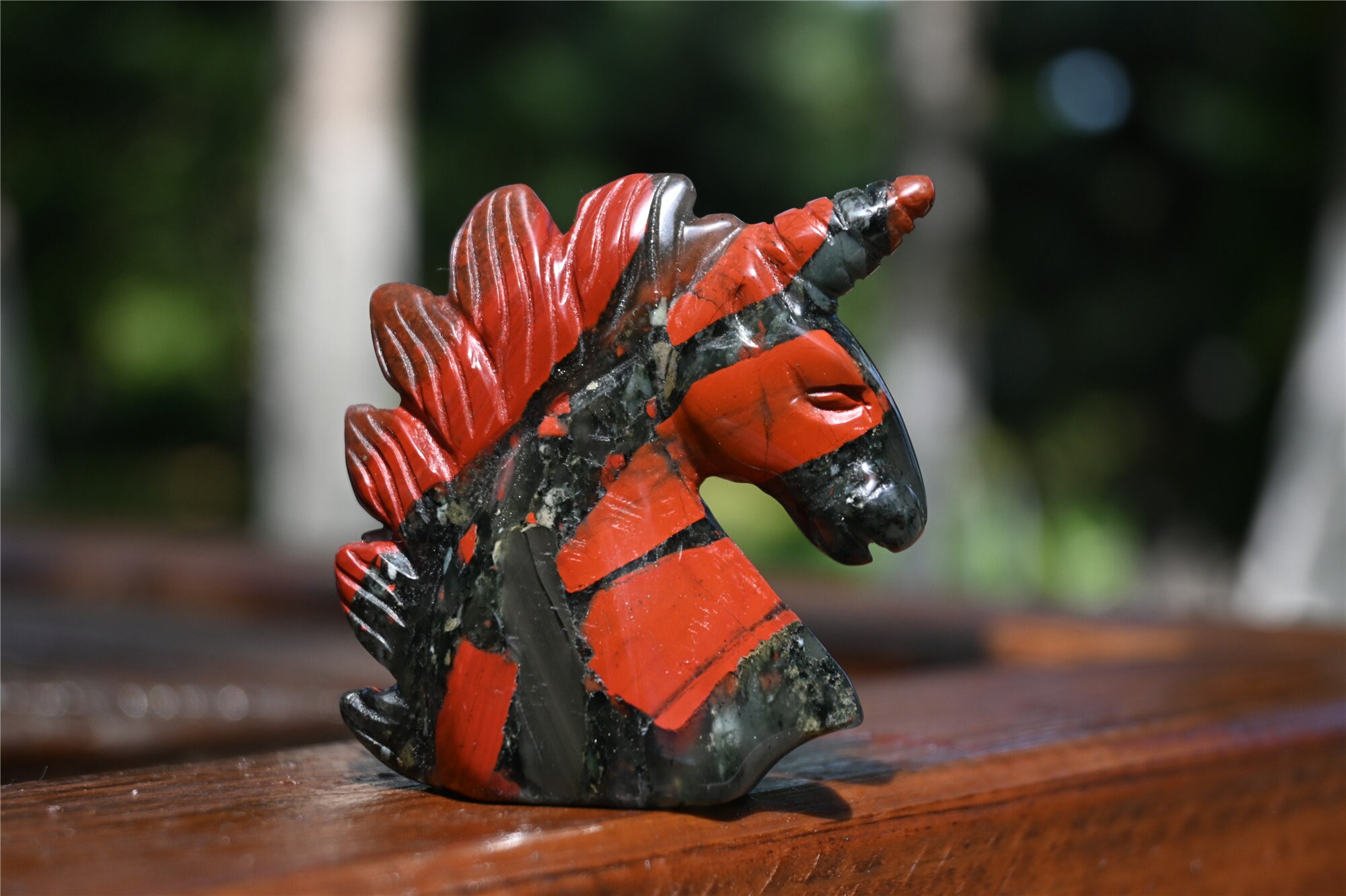 2" Natural Hand Carved African blood stone Unicorn，Crystal unicorn，Carved unicorn，Quartz Crystal，crystal skull healing 1PC