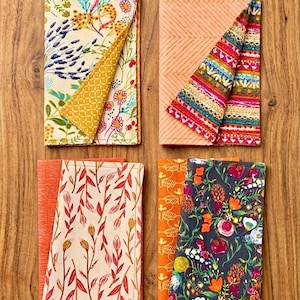 Reversible Boho Floral Fabric Napkins (Set of 4) - Handmade Eco-Friendly Cotton Cloth Napkins