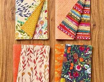 Reversible Boho Floral Fabric Napkins (Set of 4) - Handmade Eco-Friendly Cotton Cloth Napkins