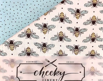 Honey Bee Fabric Coasters | Set of 4 | Reversible Cotton Drink Coasters