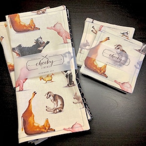 Fabric Napkins - Yoga Animals