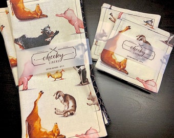 Fabric Napkins - Yoga Animals