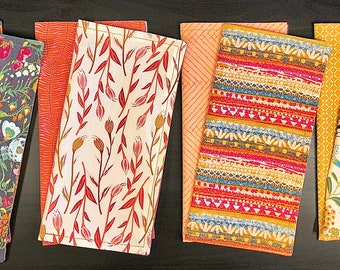 Reversible Boho Floral Fabric Napkins (Set of 4) - Handmade Eco-Friendly Cotton Cloth Napkins