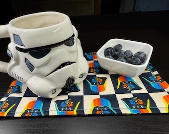 Star Wars Mug Rug 10x6 - Quilted Fabric Snack Mat for Kids and Adults - Handmade Large Coaster & Geeky Desk Decor