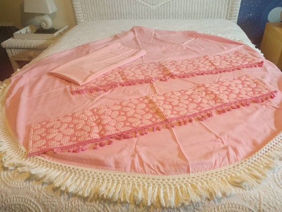 Ships Free Pink Gingham Curtains With Pom Poms And Fringe Etsy