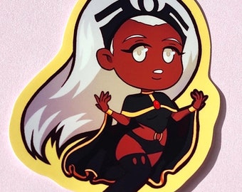 Pegatina Chibi Storm X-Men - Pegatina de superhéroe adorable - Pegatina mate de cómic para Bullet Journal - Pegatinas kawaii frikis para portátil
