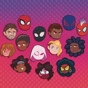 Adesivos de vinil fofos do verso da aranha - Adesivos Chibi do Spiderverse - Decalque para laptop - Adesivo Nerdy para garrafa de água