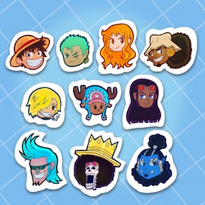 One Piece Straw Hats Stickers - Anime Laminated Vinyl Sticker - Cute Chibi Matte Stickers - Nerdy Laptop Decal - Stickers for Bullet Journal