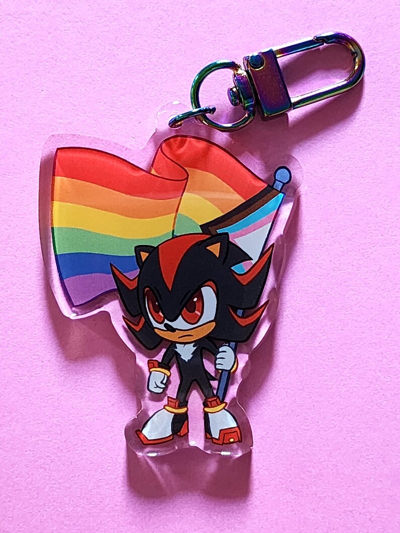Sonic + Shadow Pride Flag Acrylic Charms - Sonic the Hedgehog Keychains ...