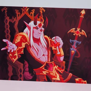 Sire Denathrius Art Print - World of Warcraft Shadowlands Print - WoW Photo Paper Mini Print - Gaming Wall Decor - Venthyr Fanart Poster